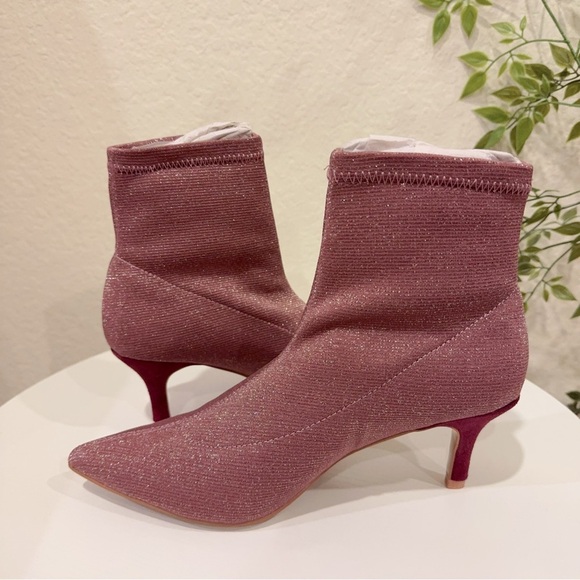 Jaggar Pink Decadence Ribbed Sock Boot in Grape Kitten Heel Bootie NIB 36/38/40 - Picture 8 of 16